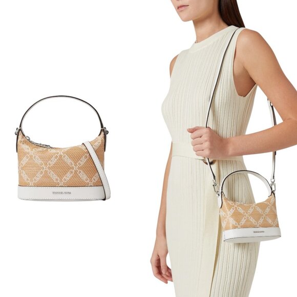 NWT Michael Kors Small Empire Bag Crossbody white/Tan - Picture 1 of 7